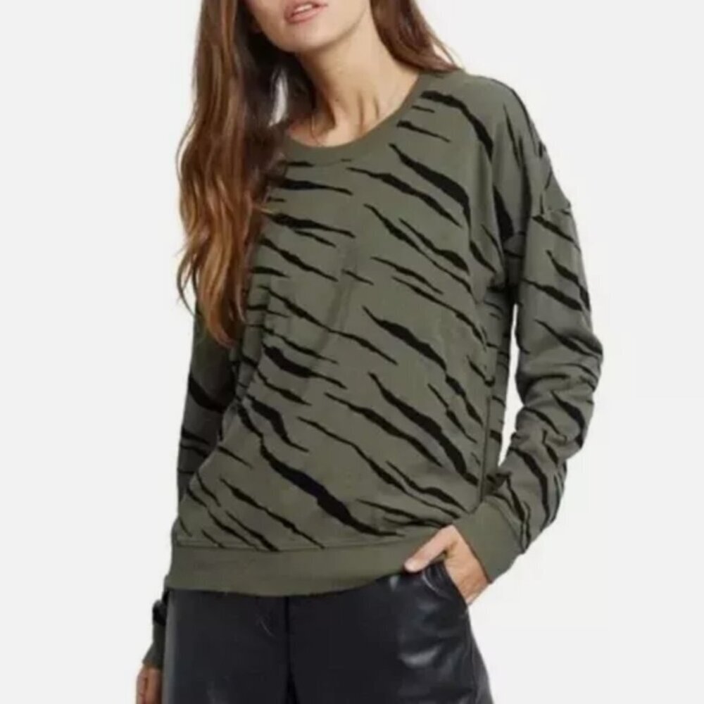 Rails Women's Marlo Cotton Blend Flocked Animal Print Sweatshirt - S